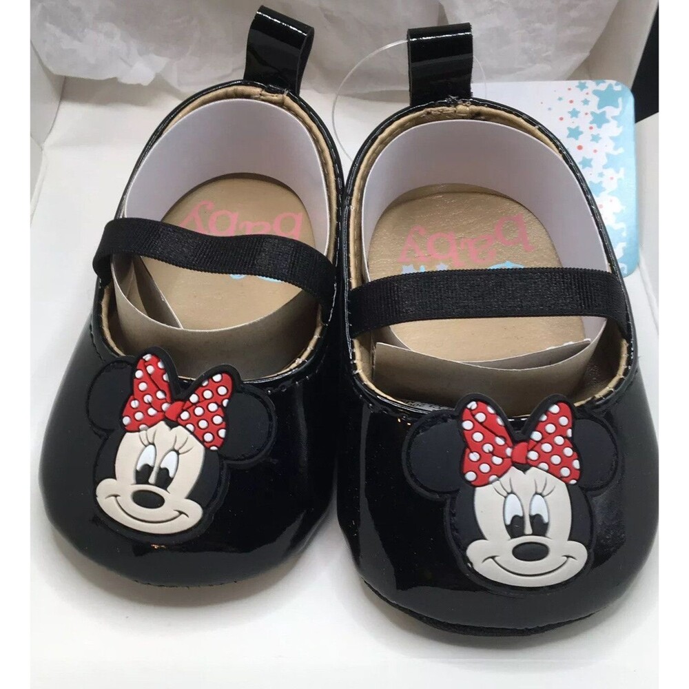 Disney Minnie Mouse Baby Soft Sole Ballet Flats black size 3 to 6 months